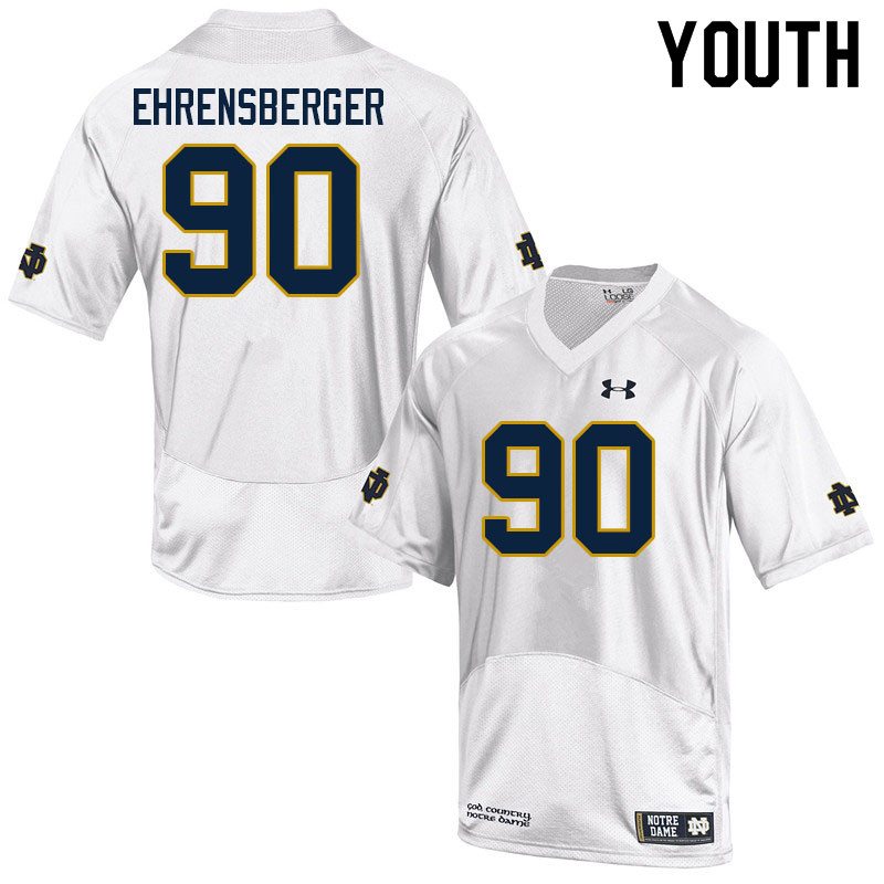 Youth #90 Alexander Ehrensberger Notre Dame Fighting Irish College Football Jerseys Sale-White - Click Image to Close